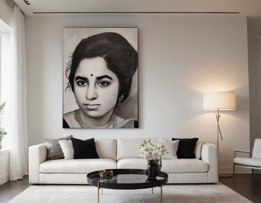 25th anniversary gift painting from old photo, monochrome portrait, 25th marriage anniversary gifts
