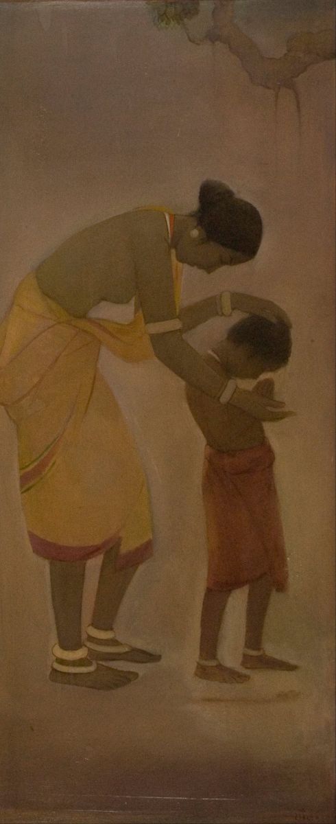 Mother and Child painting by Jamini Roy, jamini roy santhal painting, jamini roy santhal art