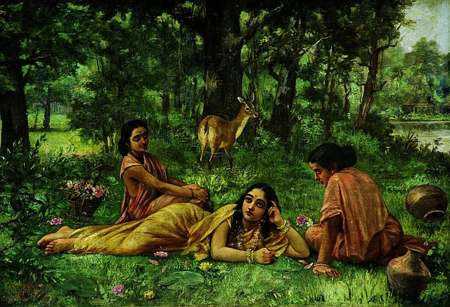Sakuntala patra lekhan, oil painting by Raja Ravi Varma, wikicommons, paintphotograpsh, reproduction