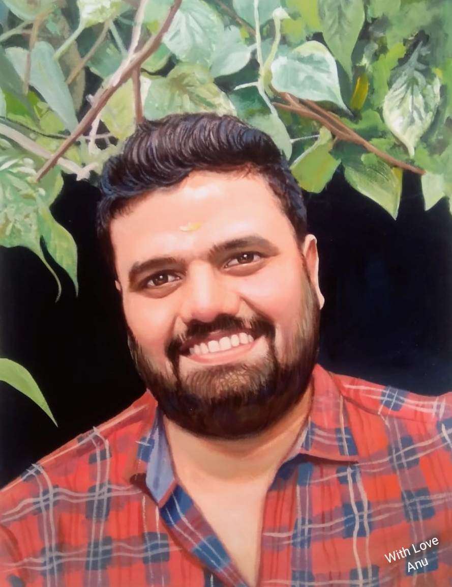 Portrait painting in of young man, oil painting, oil painting portrait, painting of a photo,