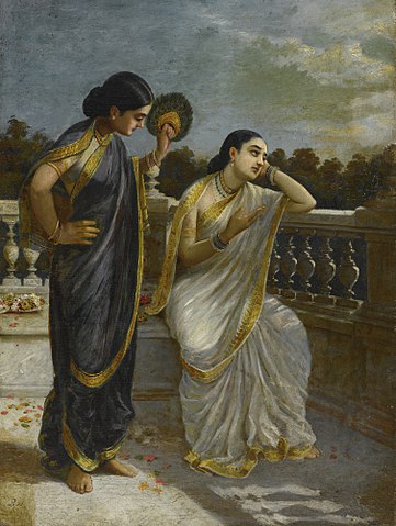 Untitled Damyanti, oil painting by Raja Ravi Varma, wikicommons, paintphotograpsh, reproduction, art