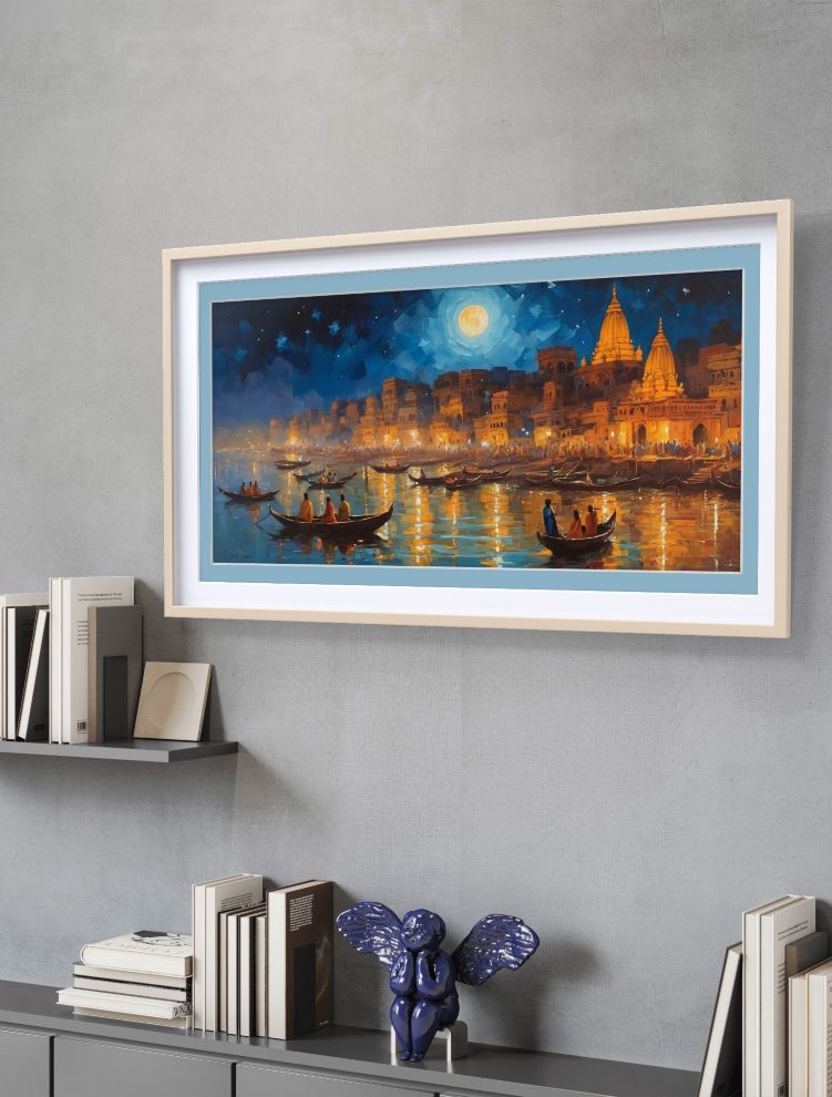 Kashi painting; modern art banaras ghat painting; banaras painting on canvas; canvas art; art print;