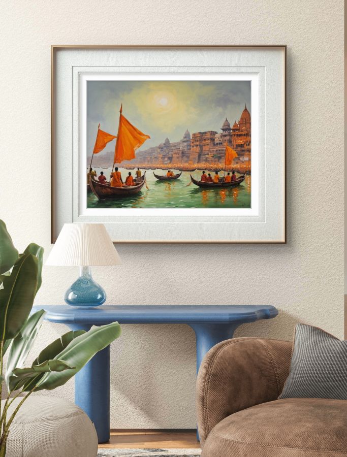 Kashi painting; varanasi painting on canvas; banaras painting on canvas; painting of varanasi;