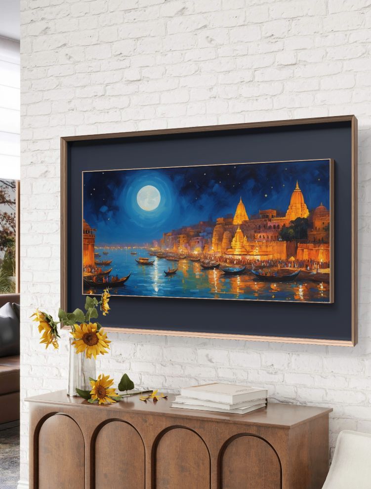 Kashi painting; varanasi ganga ghat painting; home decor wall art; living room wall art; 