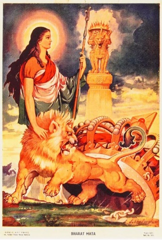 Bharat Mata painting by Sardar Sobha Singh 1950 oil on canvas