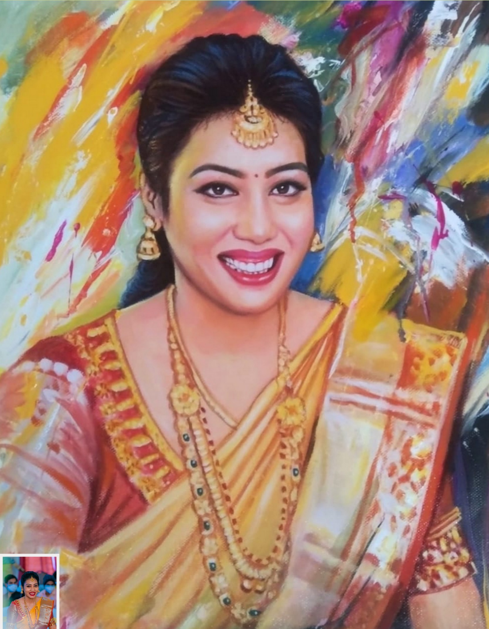 painting of a bride, wedding gift, oil portrait, portrait of a beautiful girl