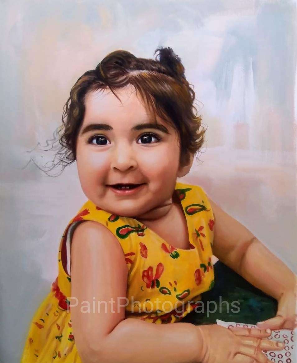 portrait painting of a child, oil painting, painting of a photo, oil painter, portrait artist,