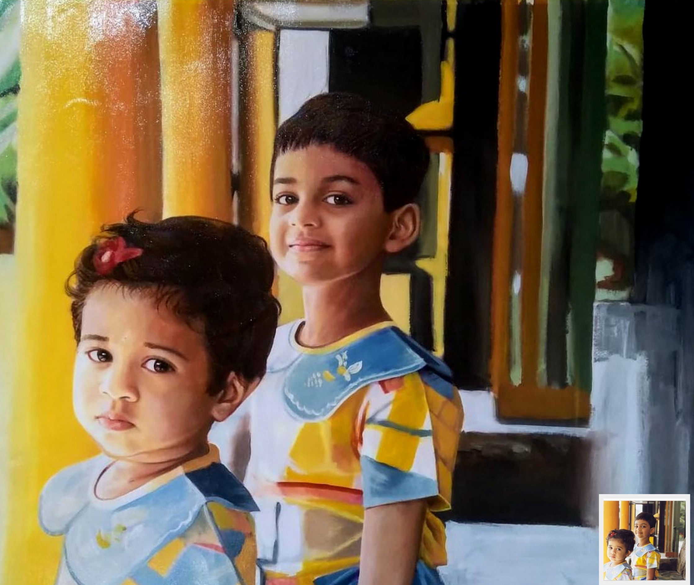 children oil portrait, photo into painting, painting from photo, photo painting gift, photo into art
