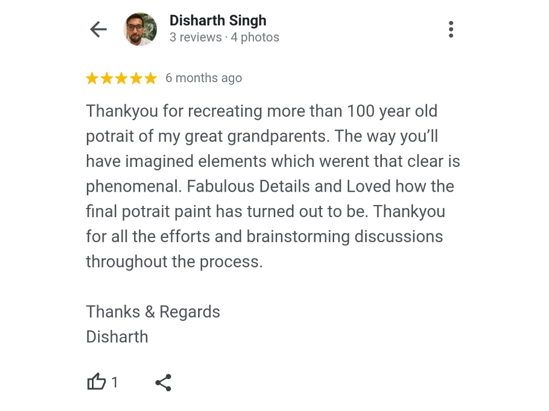 client review on google reviews page of Paintphotographs, client appreciation, testimonial, 