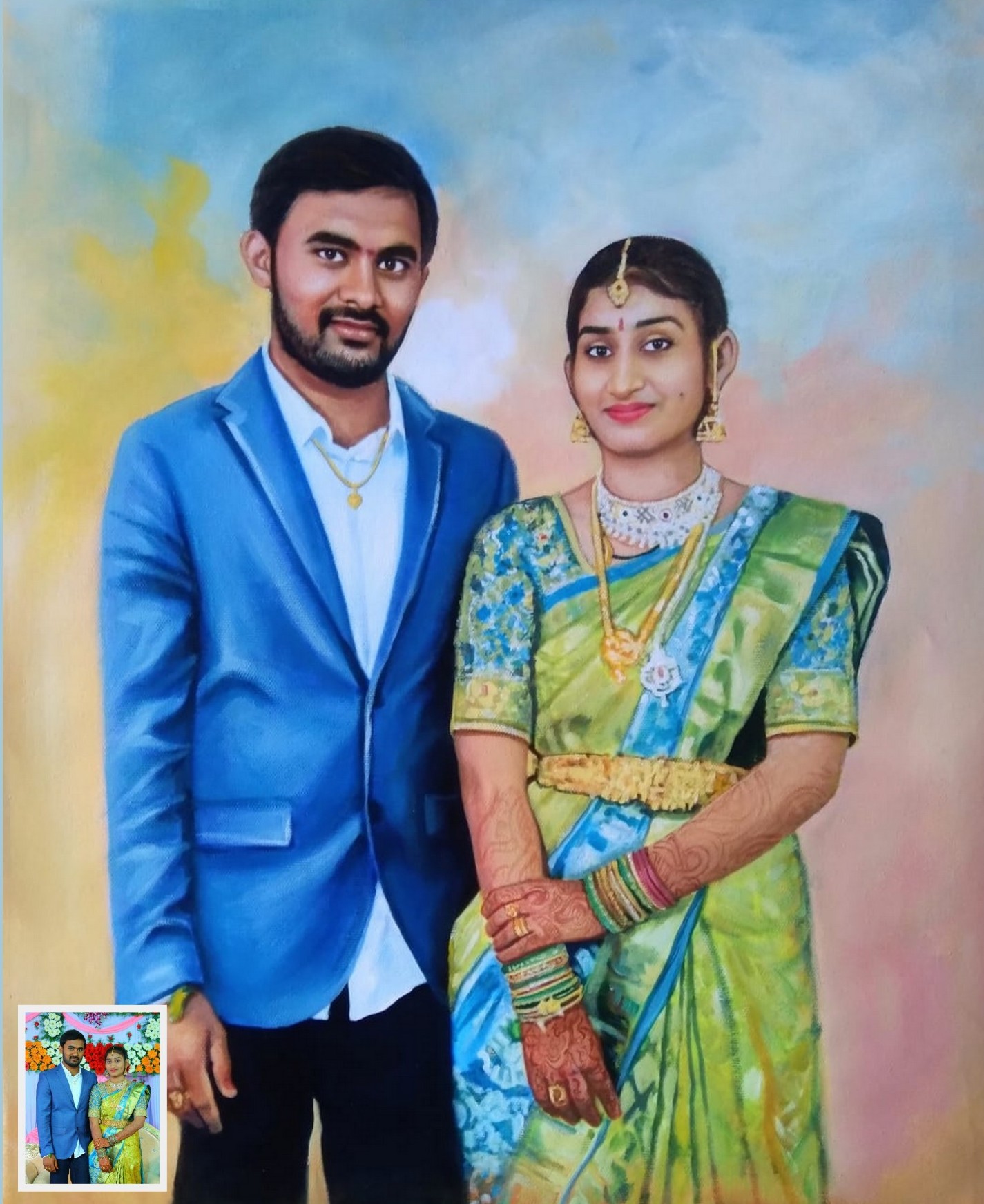 young couple portrait painting, couple painting portrait, oil painting portrait, painting from photo