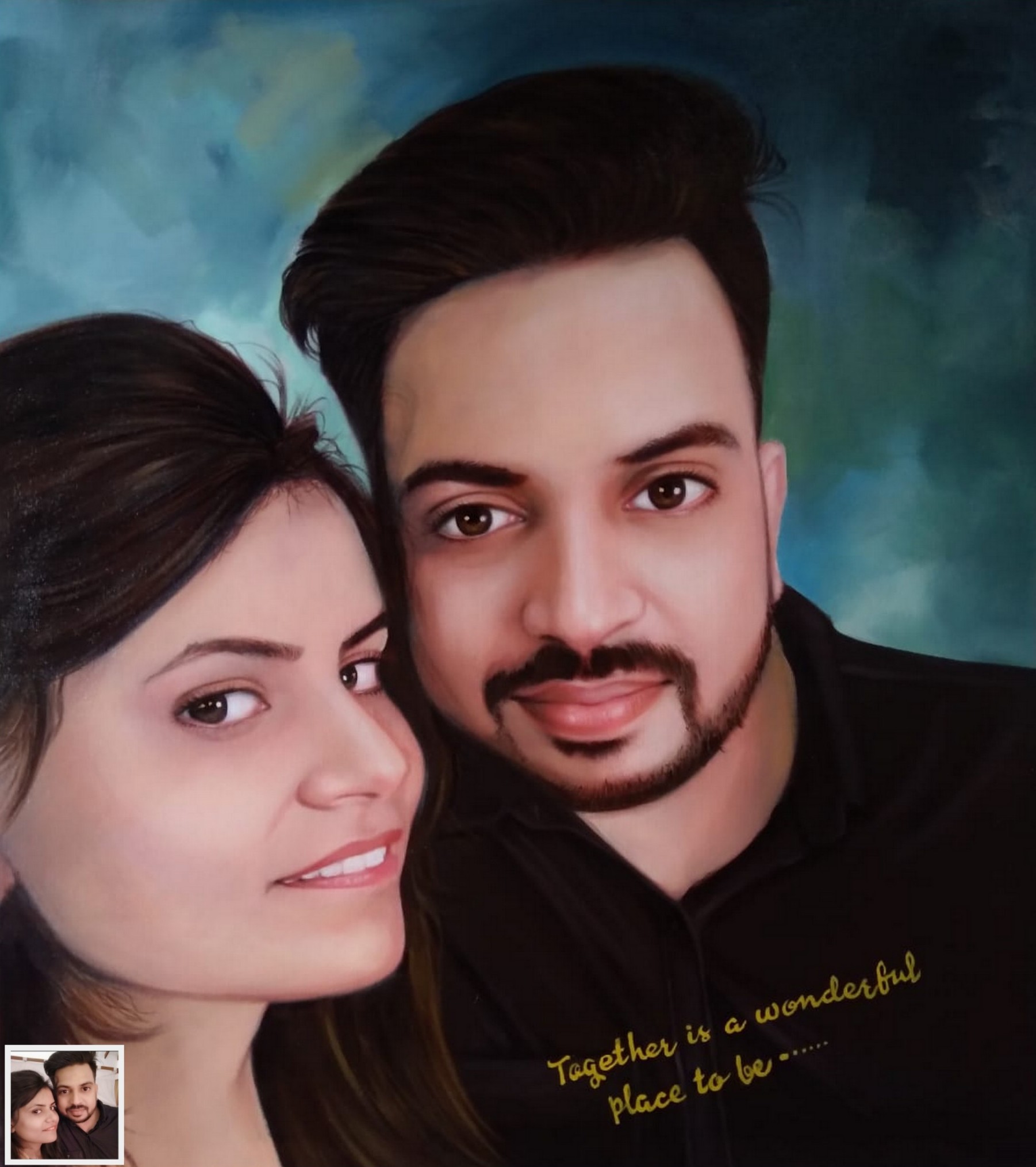young couple portrait painting, couple painting gifts, painting from photo, photo to painting, gifts