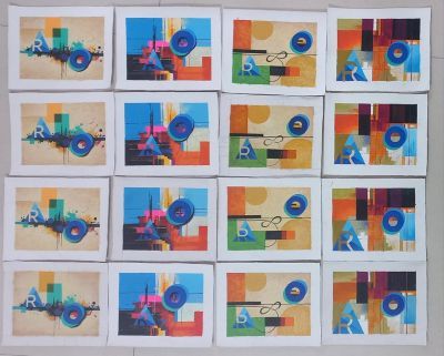 Custom Hand-painted Abstract Art Pieces with Logos To Commemorate Business Partnership