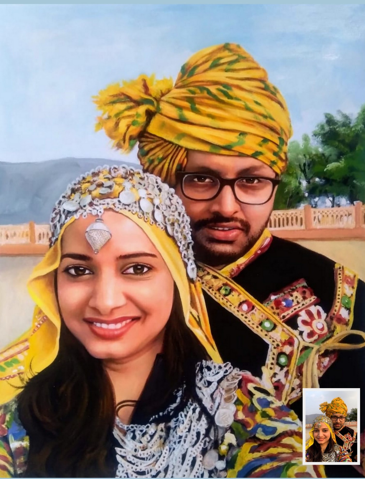 couple painting, romantic couple painting, loving couple art, oil portrait painting from photo,