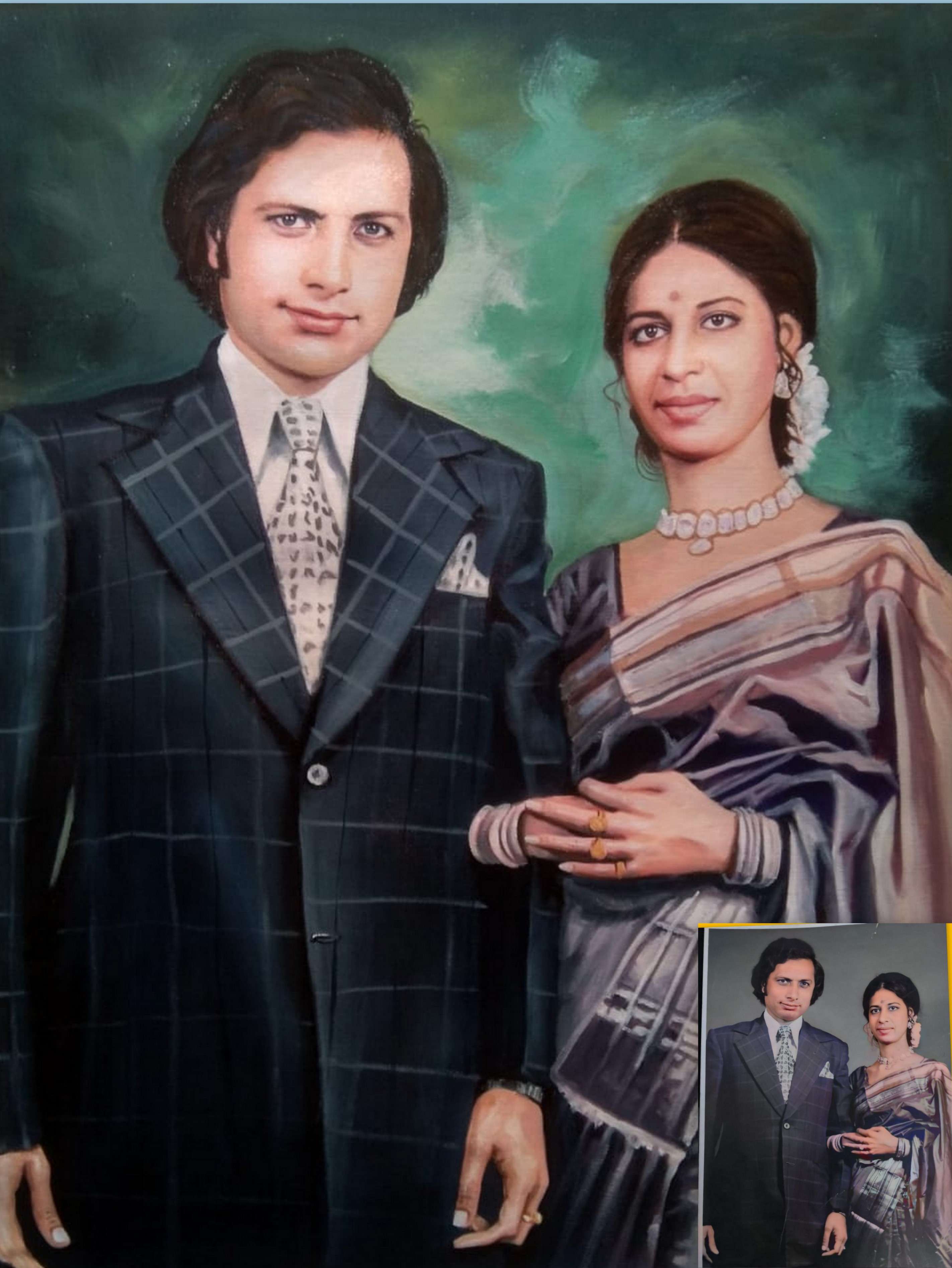 memorial couple painting, oil painting portrait, painting, photo to painting, 