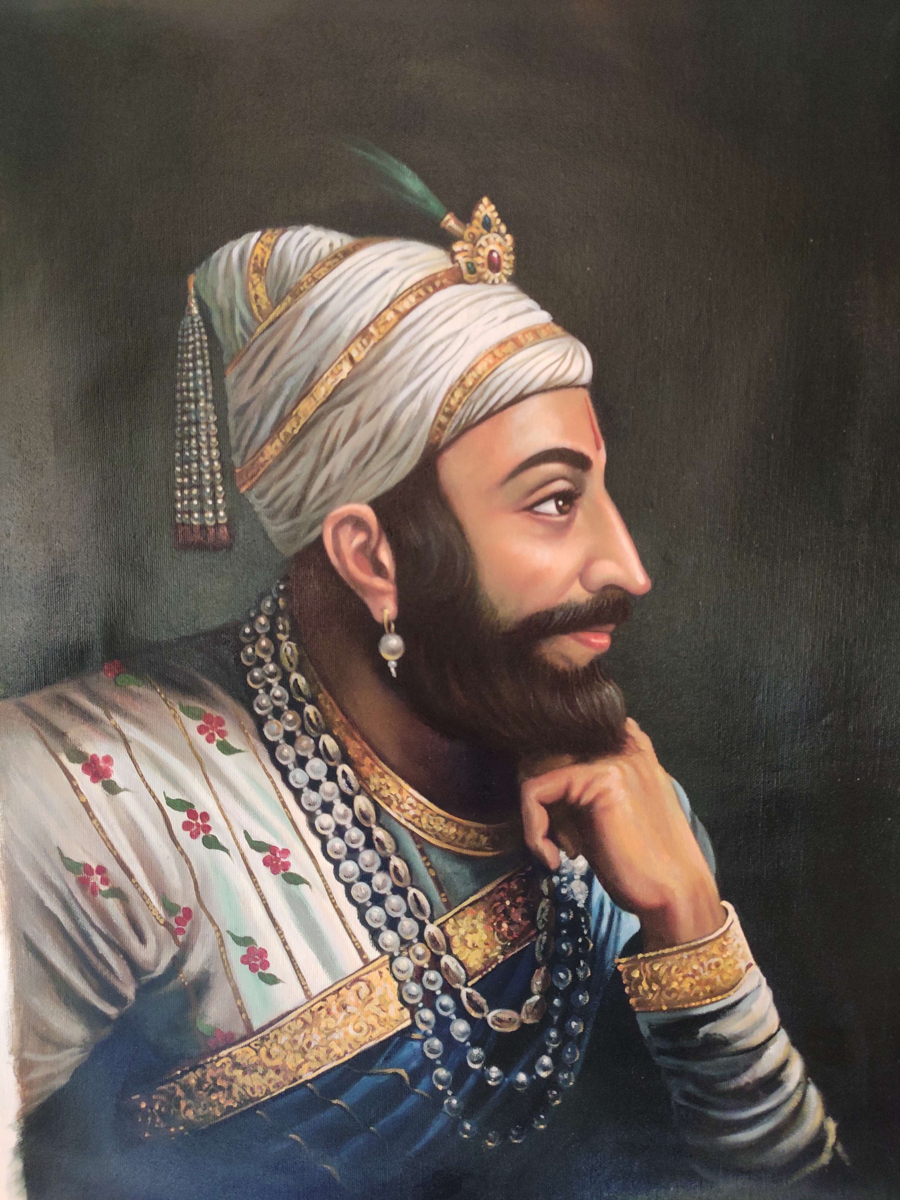 Profile view oil painting portrait: Chhatrapati Shivaji Maharaj 