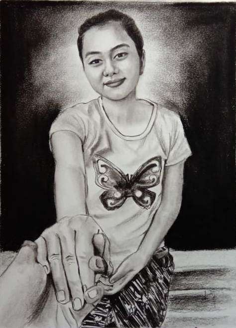 sketch, portrait sketch, charcoal sketch, sketch of a girl, pencil sketch, sketch of a photo,