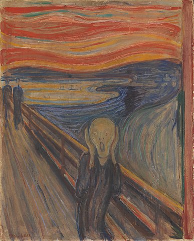 The Scream by Edvard Munch, Wikipedia commons, Paintphotgraphs