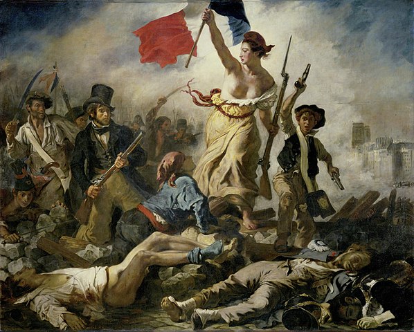Liberty leading people by Eugene Delacroix, Historical memorial painting wikicommons paintphotographs
