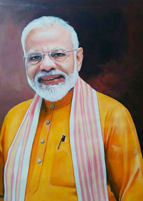 portrait of Narendra Modi, Painting of Narendra Modi, Painting of Indian leaders
