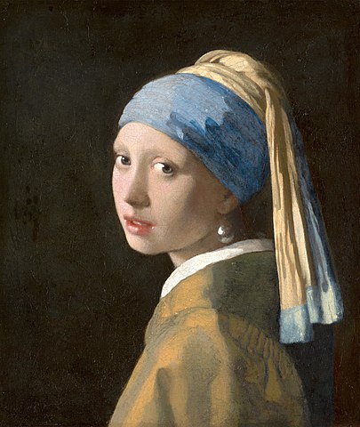 Girl with a Pearl Earring by  Johannes Vermeer, wikipedia commons, paintphotographs