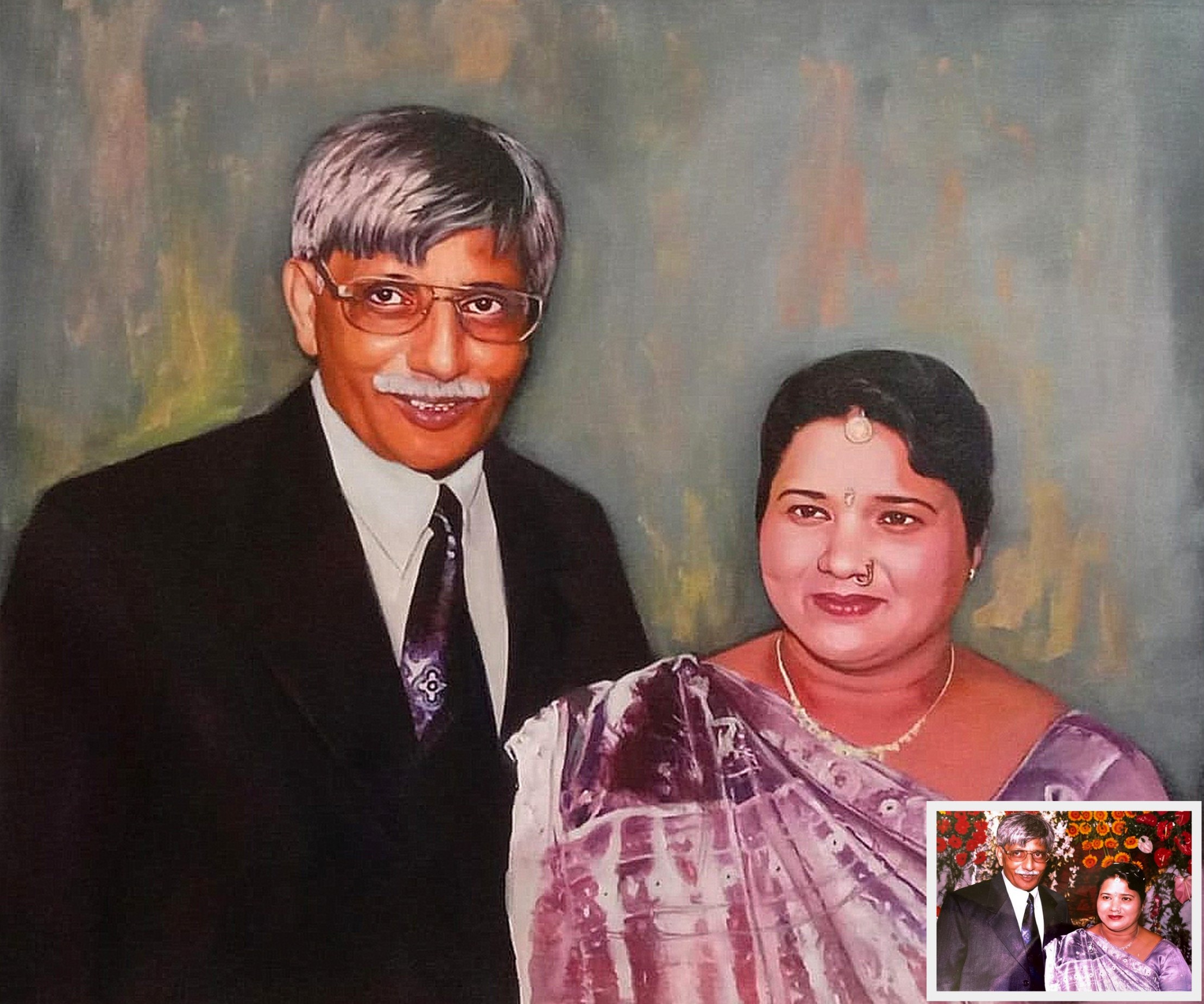 parents memorial painting, memorial oil painting from photo, painting of deceased loved one from pic