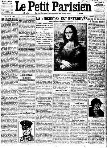 Monalisa found, newspaper report, wikicommons, paintphotographs