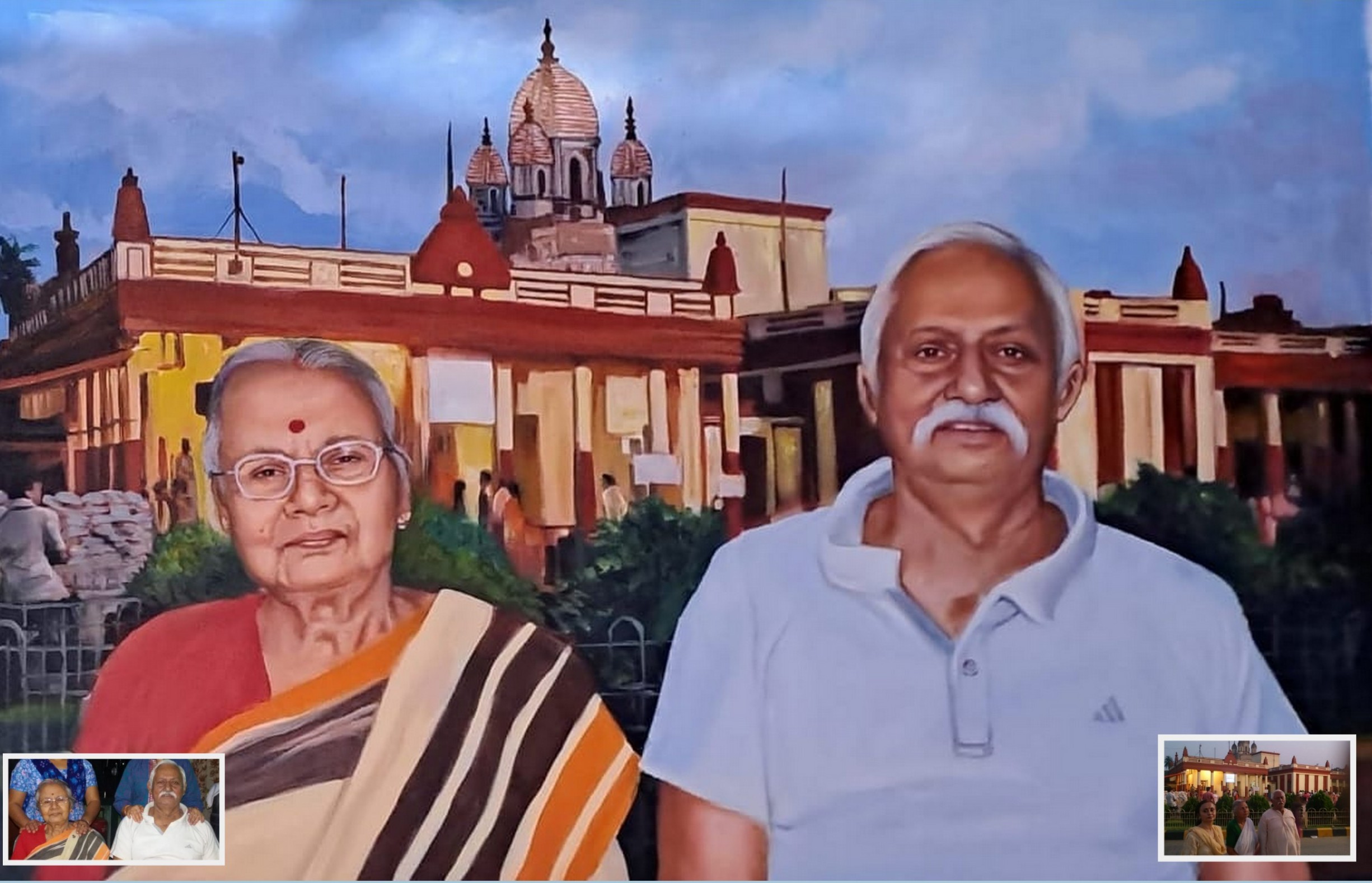 parents memorial painting, painting of deceased loved one from photo, merge photo memorial  painting