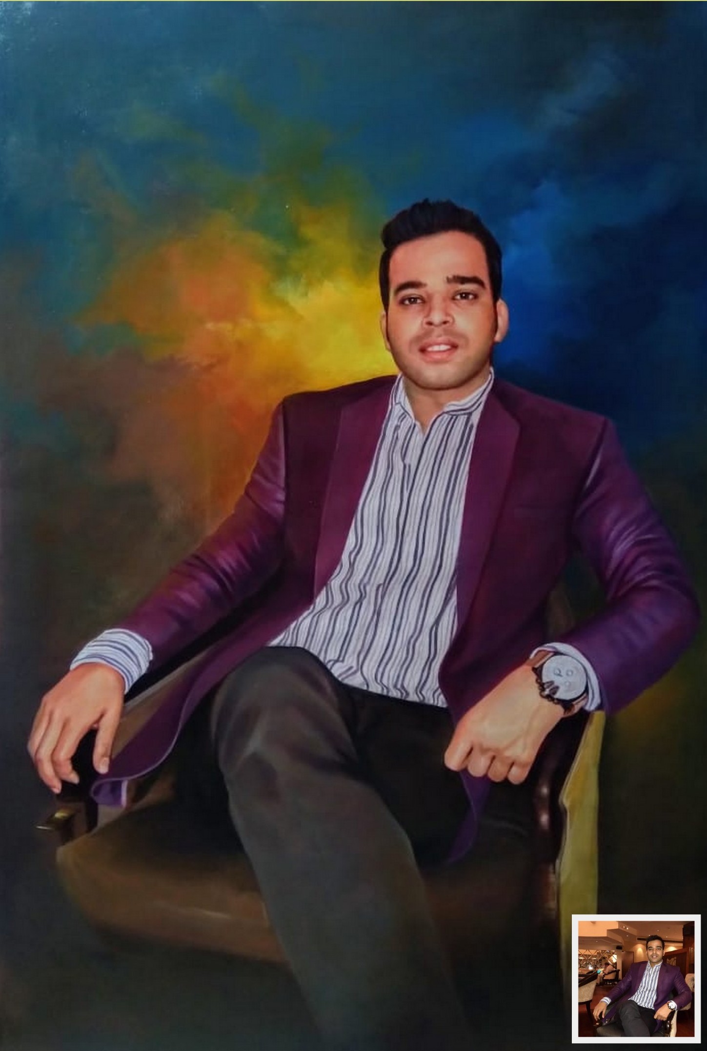 elegant portrait, painting gift, oil painting, gift for a man