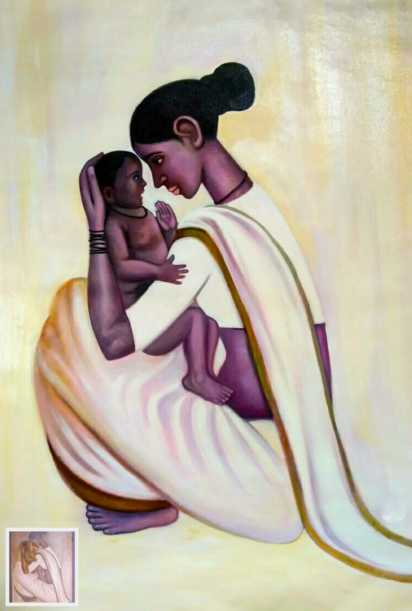 mother and child oil reproduction painting, replica painting, painting reproduction, b prabha artis