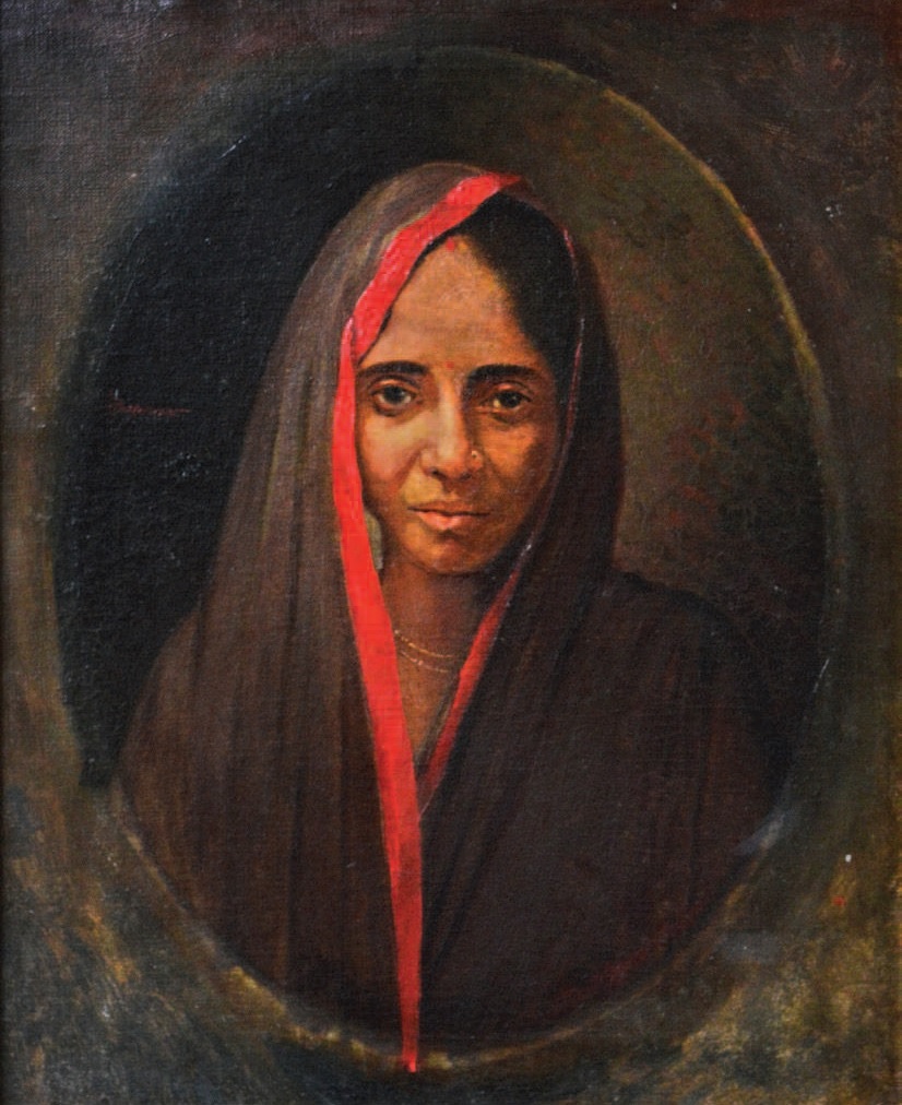 Oil Portrait painting of a Lady by Jamini Prakash Ganguly
