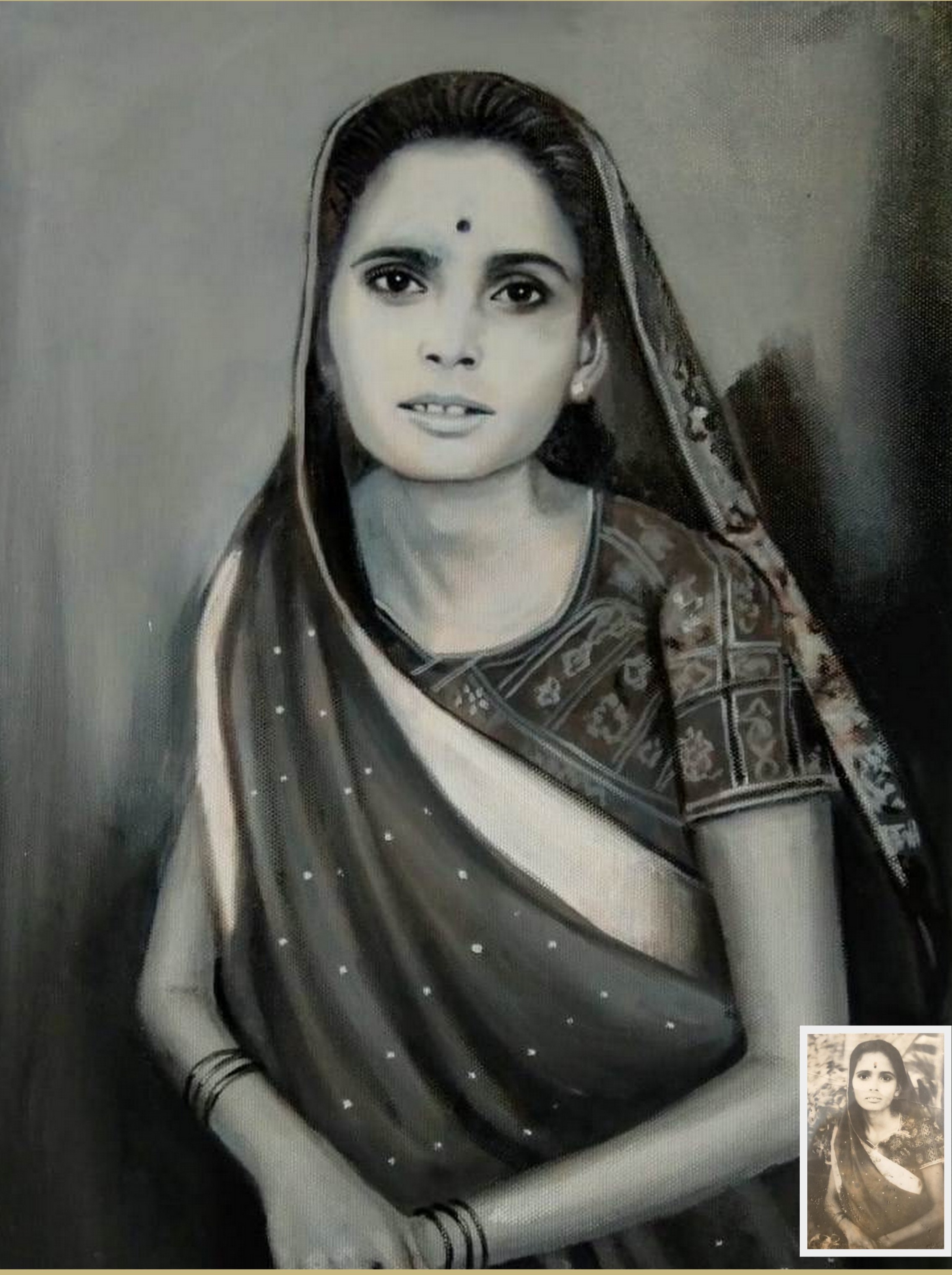 old photo to memorial painting, black and white memorial painting, old photo to painting,  