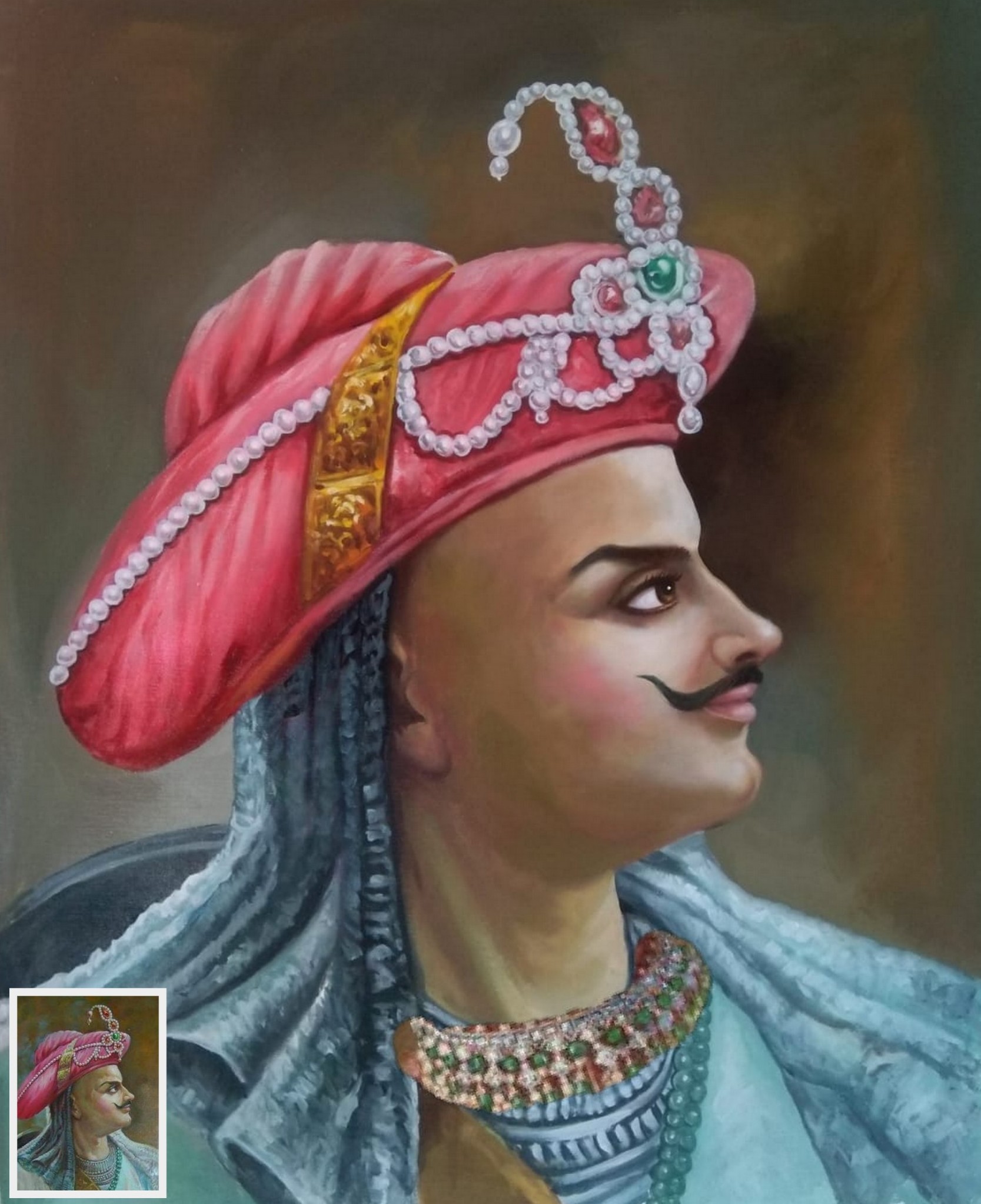 Peshwa Baji Rao portrait painting, old master reproduction painting, replica painting, copy art