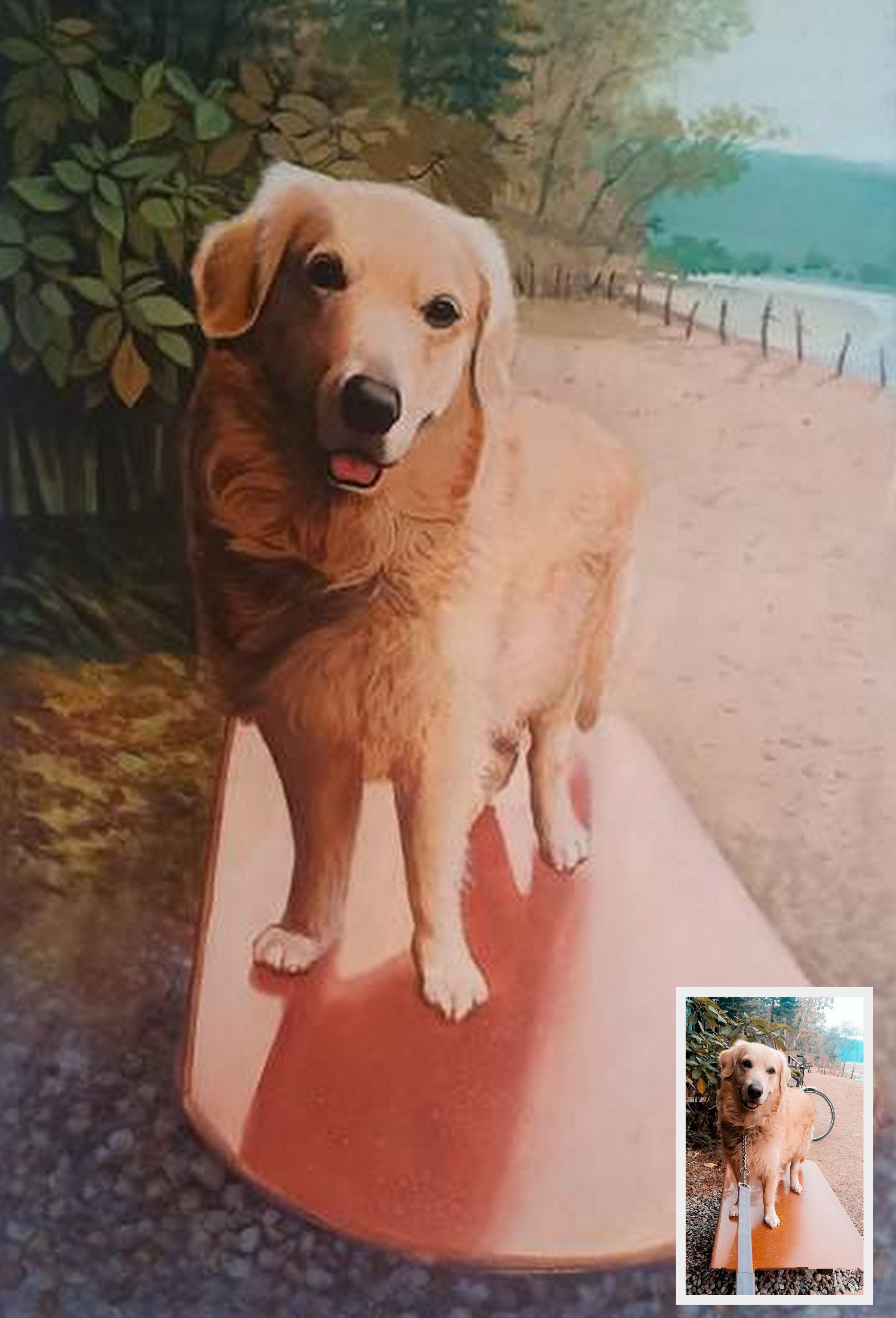 pet portrait, dog painting, dog memorial painting, oil painting, photo to painting
