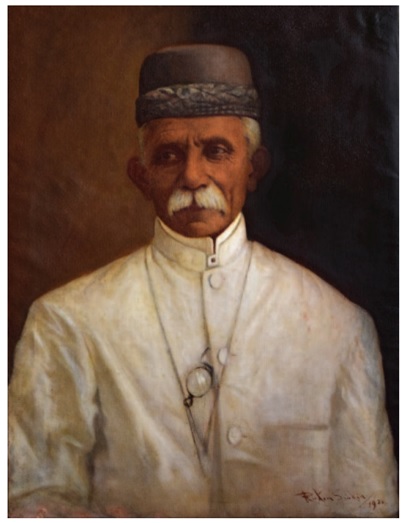 oil portrait painting of machersha palonjee by mumbai portrait painter rustom siodia, 