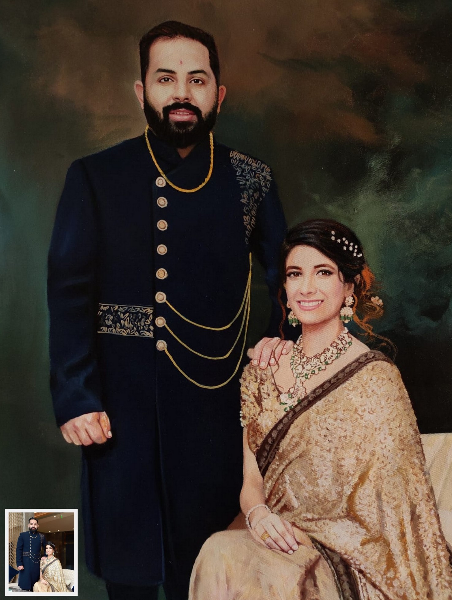 Custom Handmade Wedding Couple Portrait Painting